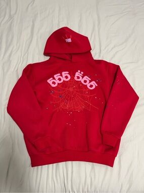 Sp5der Worldwide Red Angel Number 555 Hoodie - Size Medium